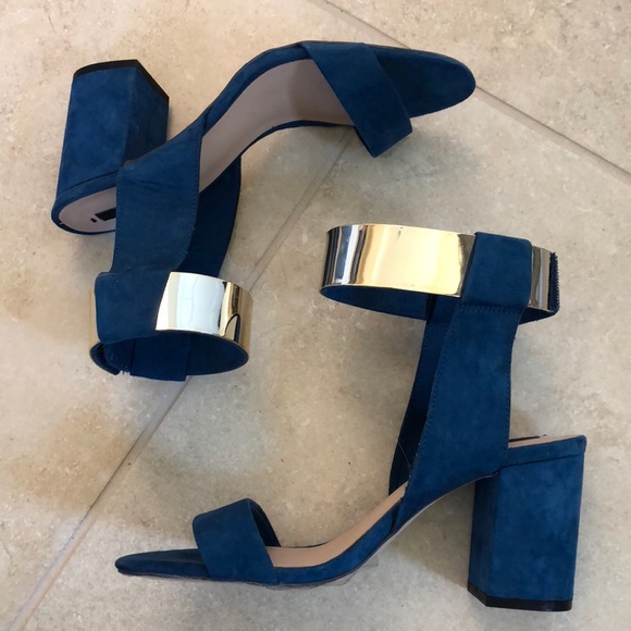 Zara Blue suede chunky heels - Picture 2 of 2